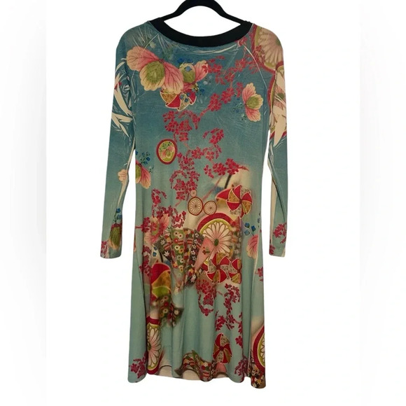 Mushka Sienna Rose Dress Womens XL Colorful Abstract Scoop Neck Long Sleeve USA - Picture 2 of 5